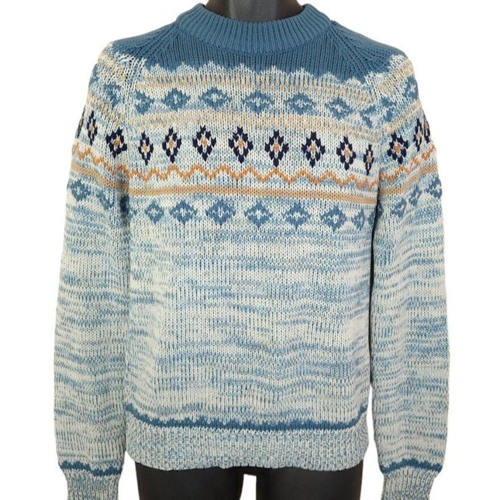 Sigallo Ski Sweater Vintage 70s Nordic Winter Pattern Geometric Mens Size Small
